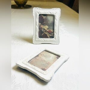 Ceramic Baroque/Rococo Table Top Easel Back Frames W/Moody Academia set of 2